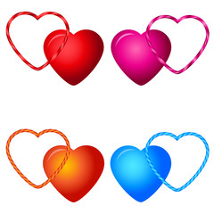 Valentines day colorful heart shaped sweet candy lollipops isolated on white background. Vector illustration.