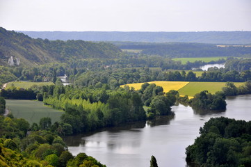 Fototapeta na wymiar Normandy landscape with fields and rivers