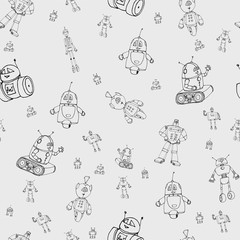 Robot doodles pattern.