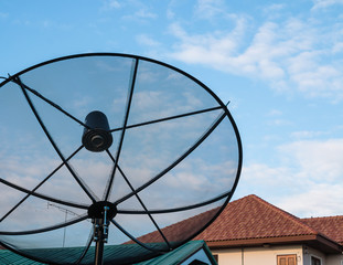 satellite dish with blue sky background