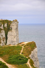 Fototapeta na wymiar walking trails on Alabaster coast in Normandy, France 
