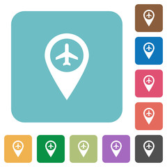 Airport GPS map location rounded square flat icons