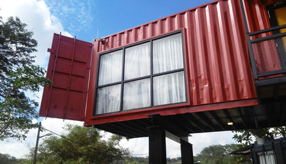 A public community building made from refurbish shipping container at Serdang, Malaysia. 
