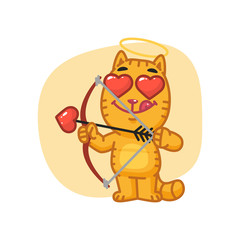 Cat Cupid Shoots from Bow
