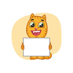 Cat Happy Holding Blank Paper Sheet