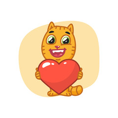 Cat Holding Heart Symbol and Laughs