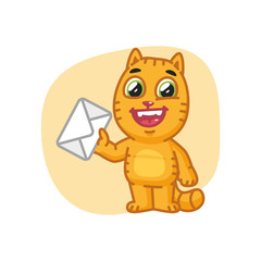 Cat Holding Letter and Laughs