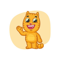 Cat Paw Waving and Smiling