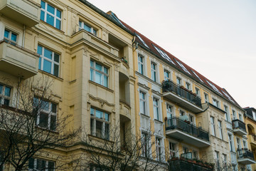 beautiful yellow real estate houses at autumn