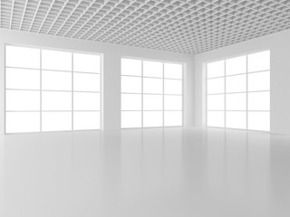 Empty white room interior office. 3d rendering