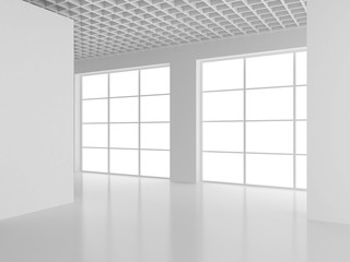 Empty white room interior office. 3d rendering