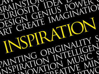 Inspiration word cloud collage, creative business concept background