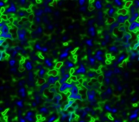 Abstract seamless background in bright electric lines, spots, holes and points of blue and black and green fantasy