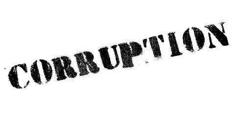 Corruption rubber stamp. Grunge design with dust scratches. Effects can be easily removed for a clean, crisp look. Color is easily changed.