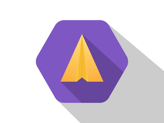 Paper plane icon with shadow