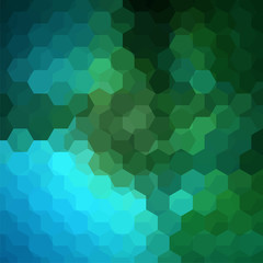 Abstract background consisting of green, blue hexagons. Geometric design for business presentations or web template banner flyer. Vector illustration