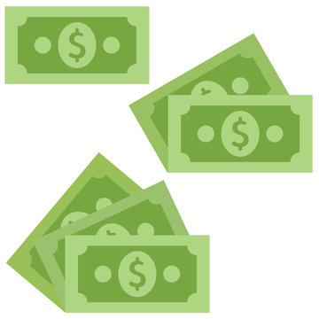 Dollar cash Icon in flat style isolated on grey background.