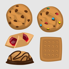 different cookies with chocolate and jam