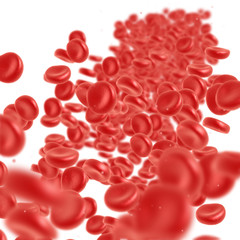 Red blood cell flowing in vein or artery. 3d render. Healthcare and medical zoom concept.