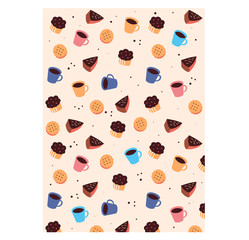 cake and coffee doodle pattern
