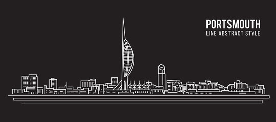 Cityscape Building Line art Vector Illustration design - Portsmouth city