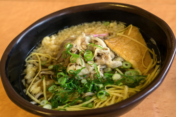 Ramen or Japanese noodles with pork, vegetable, tofu in soup.