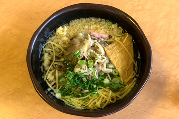 Ramen or Japanese noodles with pork, vegetable, tofu in soup.