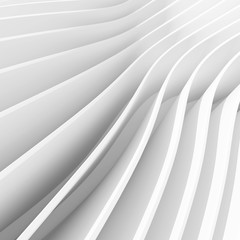 White Architecture Circular Background. Abstract Interior Design. 3d Modern Architecture Render. Futuristic Building Construction