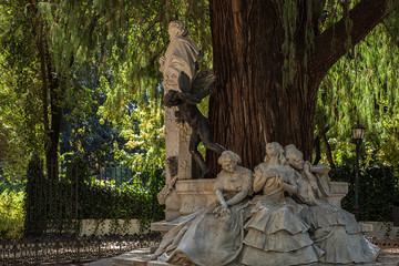 Gustavo Adolfo Becquer Monument in Park Maria Luisa, Seville, Spain.