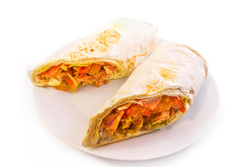 roll of vegetables and meat chopped 2