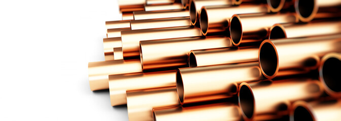 copper metal pipe 3d Illustrations