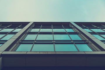futuristic architecture of glass office building