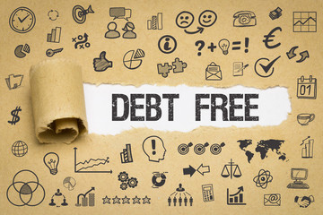 Debt Free Papier mit Symbole