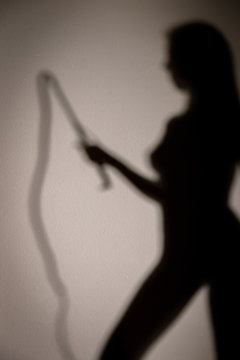 Silhouette, Frau mit Peitsche, Domina, Bdsm und Sm, Fetisch