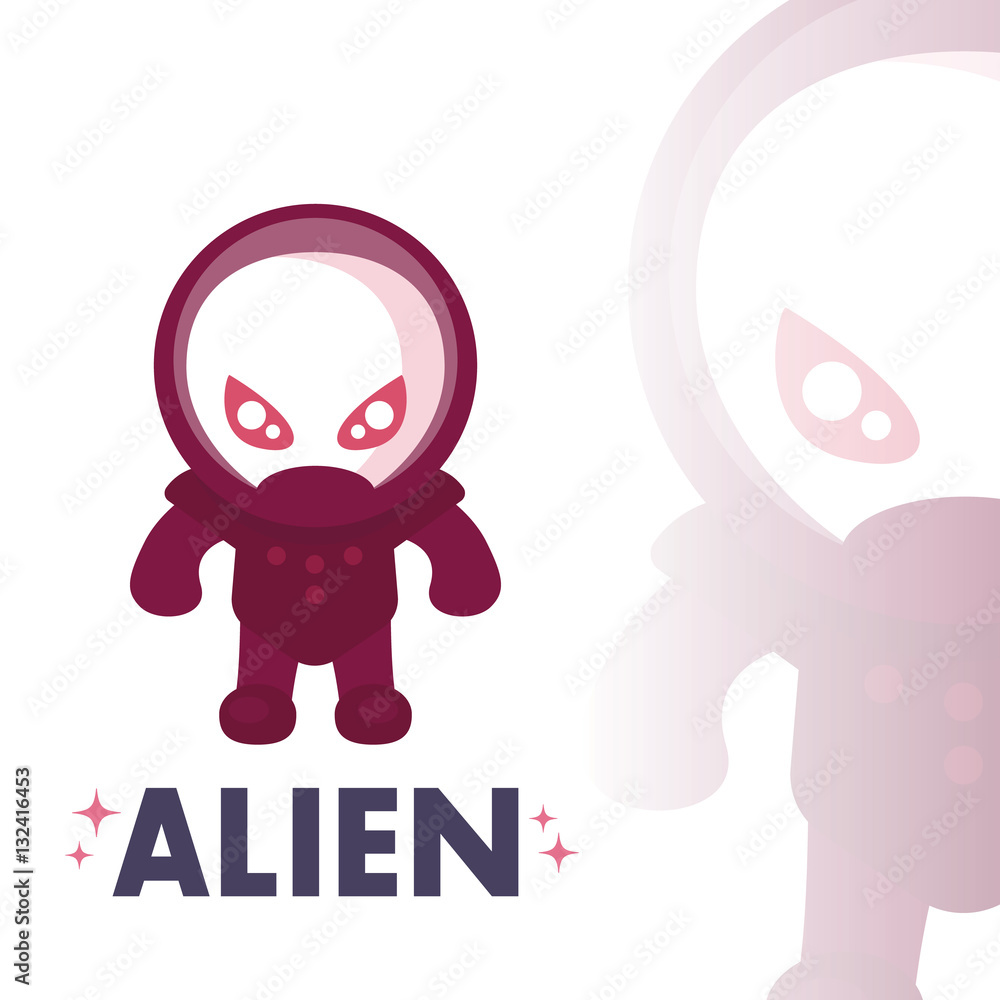 Canvas Prints alien in space suit in flat style over white