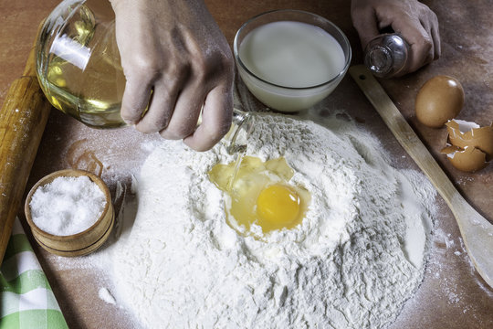 Baker prepared flour for baking