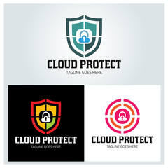 Cloud protect logo design template ,Shield logo design concept ,Vector illustration 