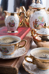 Retro dishware from the German Bavaria 19th century