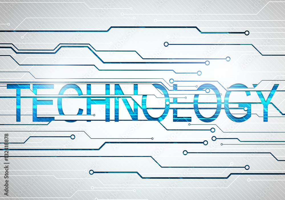 Poster digital image technology word concept with circuit microchip