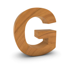 Wooden Letter G Isolated on White with Shadows 3D Illustration