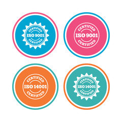 ISO 9001 and 14001 certified icon. Certification.