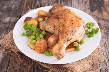 grilled duck leg with vegetable
