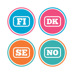 Language icons. FI, DK, SE and NO translation.