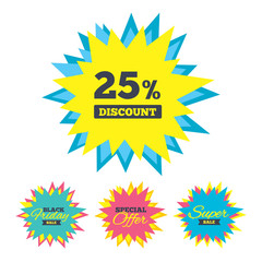 25 percent discount sign icon. Sale symbol.