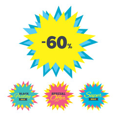 60 percent discount sign icon. Sale symbol.