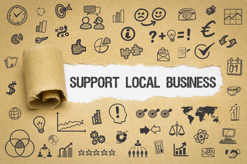 Support Local Business Papier mit Symbole