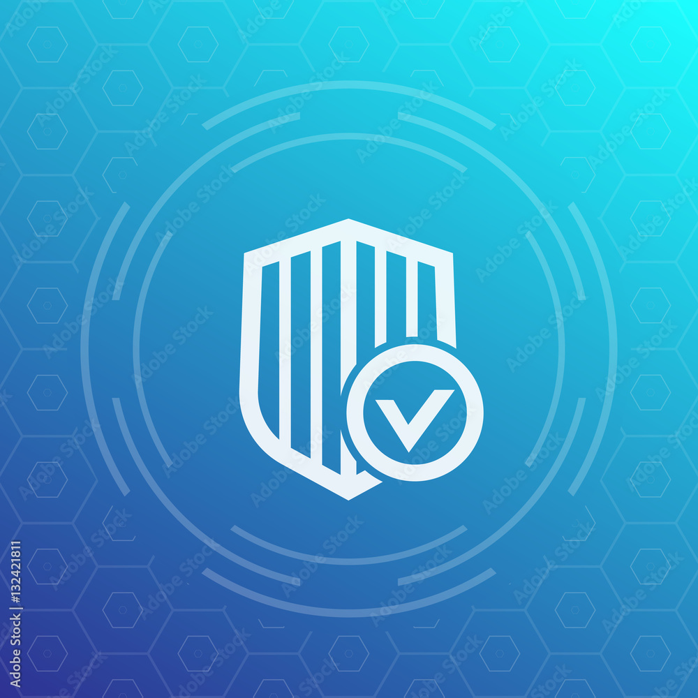 Poster shield with check mark vector icon