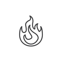 Fire flame line icon, outline vector sign, linear pictogram isolated on white. Symbol, logo illustration