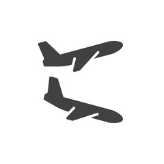 Plane landing, takeoff icon vector, filled flat sign, solid pictogram isolated on white. Flight departures, arrivals symbol, logo illustration