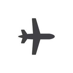 Plane, aircraft icon vector, filled flat sign, solid pictogram isolated on white. Symbol, logo illustration